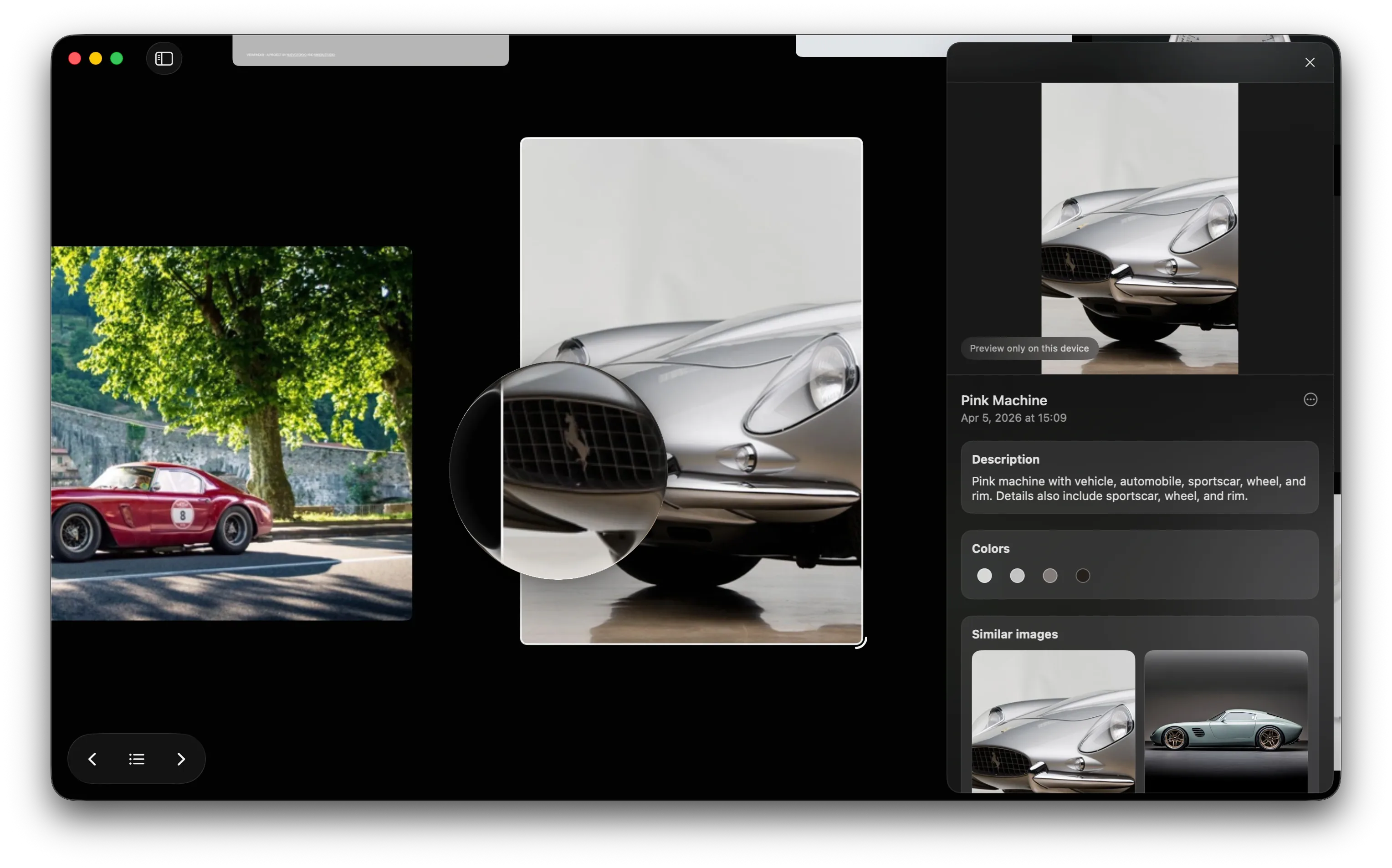Reference Board showing similar image suggestions in the inspector