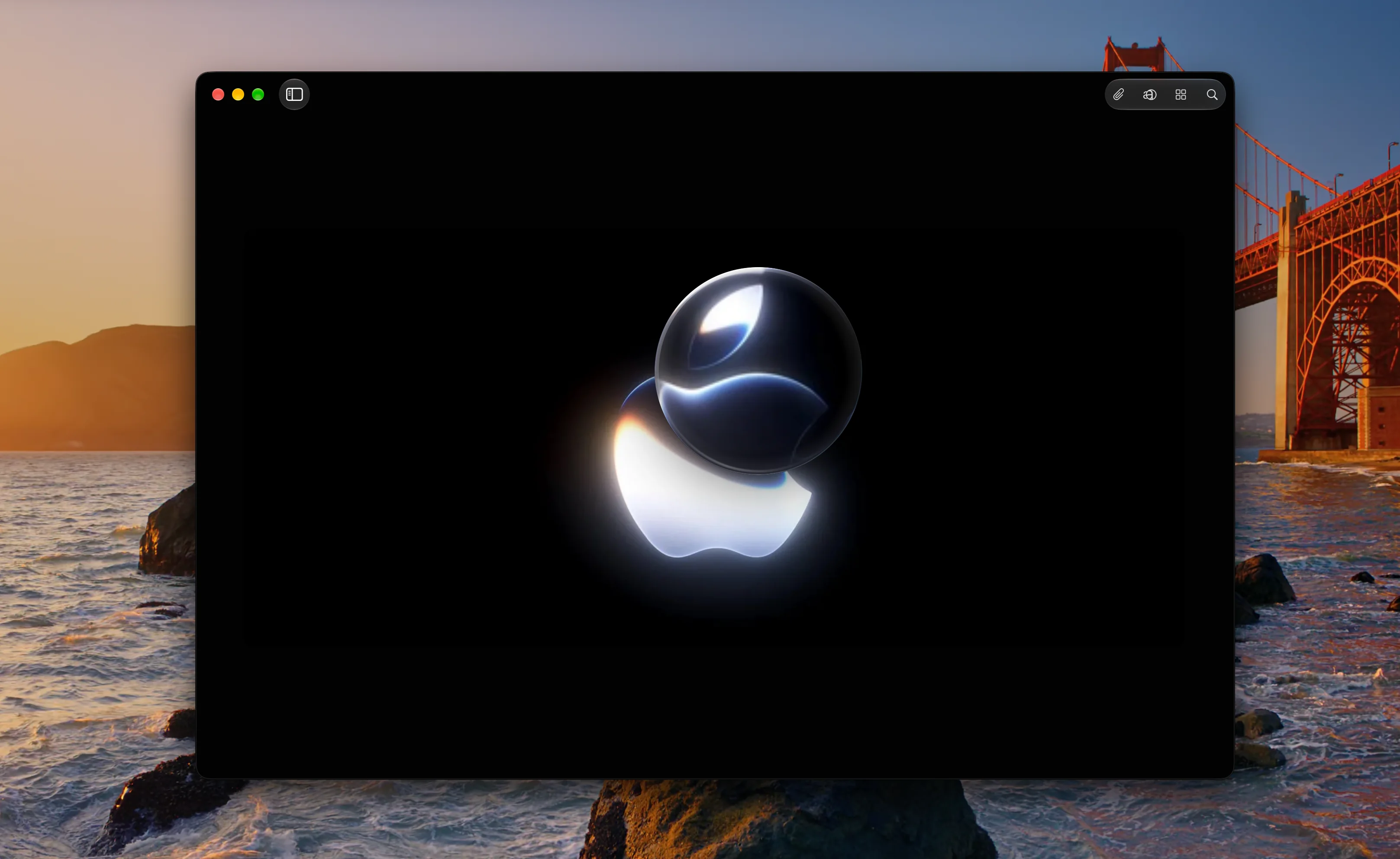 Reference open on a Mac with the Siri AI symbol displayed over a luminous Apple logo