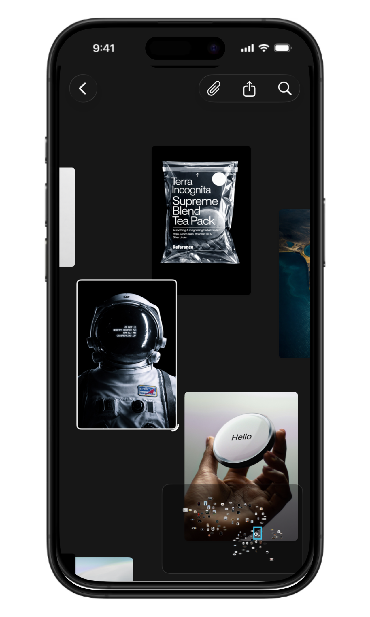 Reference Board iPhone canvas with visual references